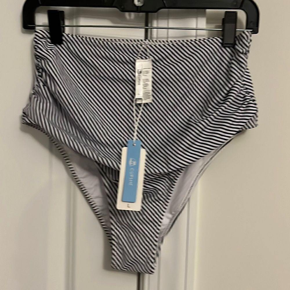 NWT Blue white stripe maternity? stomach Cupse Bikini Bottom shorts new